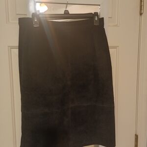 Vintage Elegant Black Suede Pencil Skirt From The Late 1990's